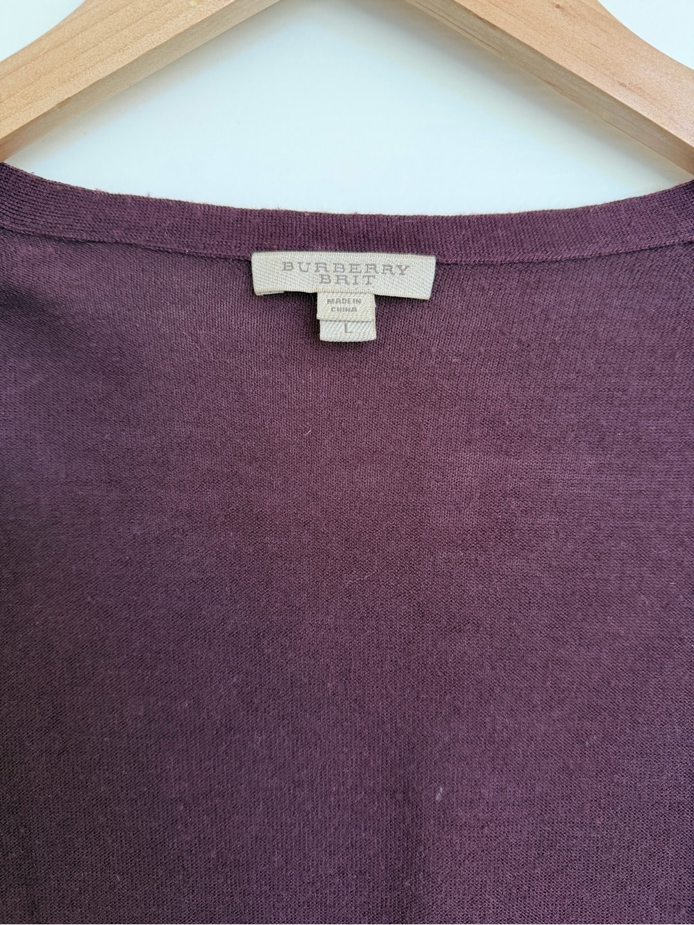 Burberry Brit Wool Cashmere Cardigan Sweater Purple Plum Size Large - Picture 4 of 8